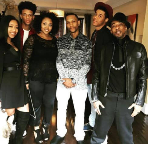 Ralph Tresvant Jr. with his father, Ralph Tresvant Sr., siblings, and brother in law.